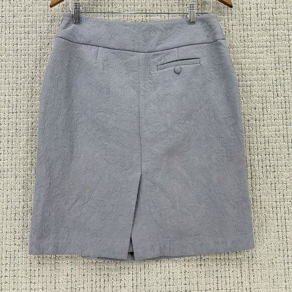 MANOUSH Skirt Womens Size 8 Gray Jaquard Floral A-Line Faux Wrap Pockets - Picture 2 of 9